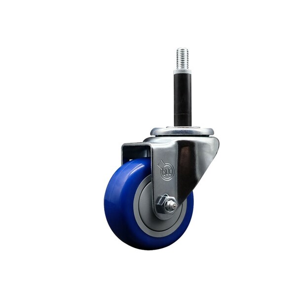 3'' SS Blue Poly Wheel Swivel 3/4'' Expanding Stem Caster